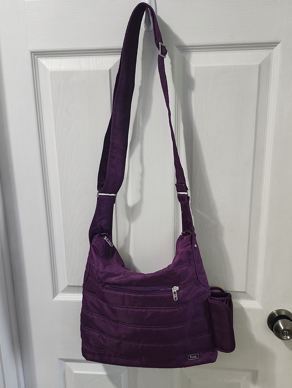 Lug Purple Nylon Crossbody Bag Adjustable Strap Travel Handbag Purse